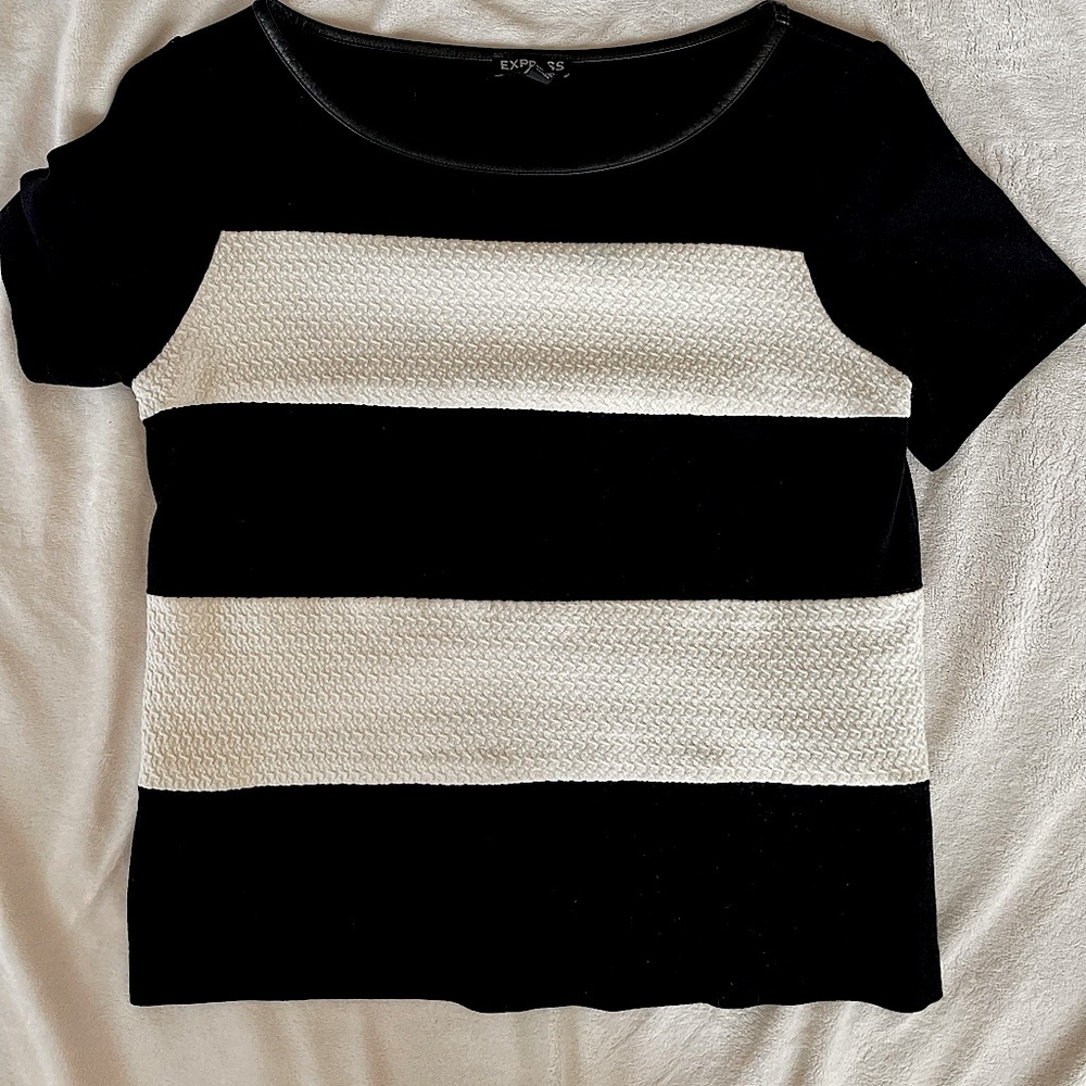 Express black and white top